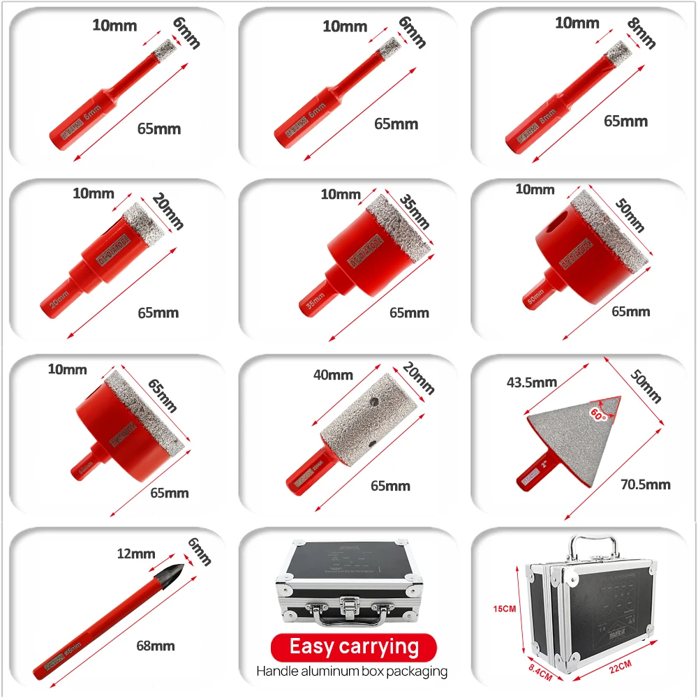 Набор алмазных сверл Diatool с треугольным хвостовиком кольцевая пила для мрамора