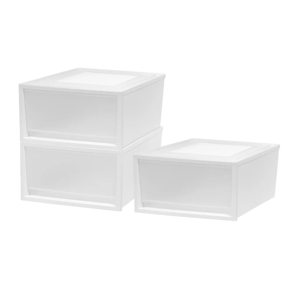 

591056 Box Chest Drawer, White, Set of 3,3.96 Oz,19.75 X 15.75 X 9.25 Inches