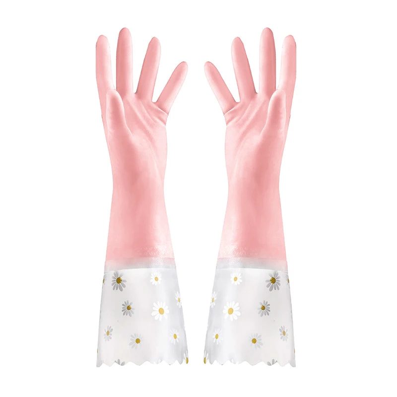 

Женские утолщенные перчатки для мытья посуды, долговечные длинные перчатки для стирки, бархатные резиновые водонепроницаемые бытовые перчатки