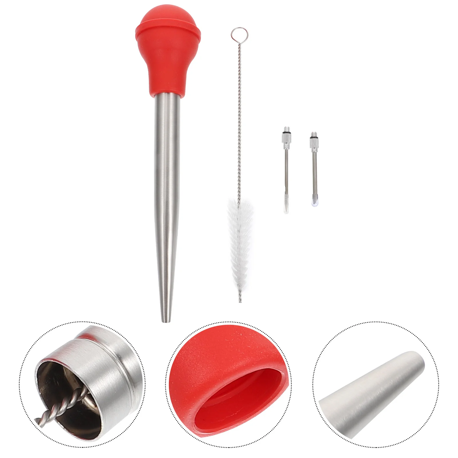 

Injector Turkey Syringe Meat Sauce Bbq Injection Baster Seasoning Barbecue Steel Stainless Tools Brush Roast Marinade Basting