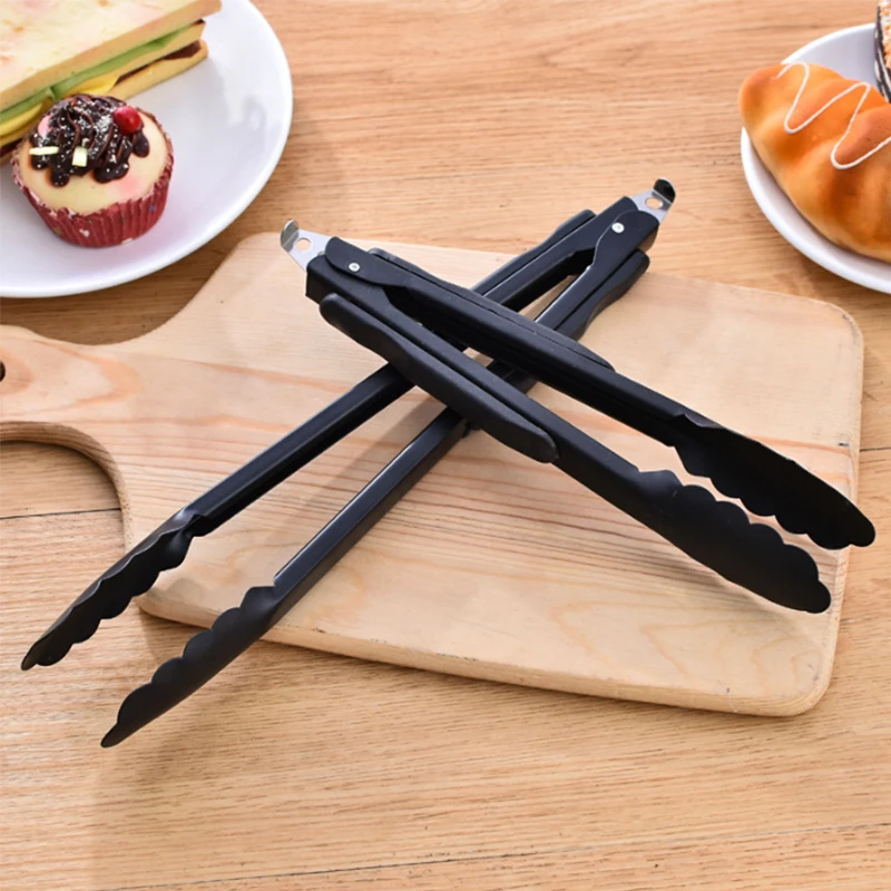 

Silicone BBQ Grilling Tong Kitchen Cooking Salad Bread Serving Tong Non-Stick Barbecue Clip Clamp Stainless Steel Tools Gadgets