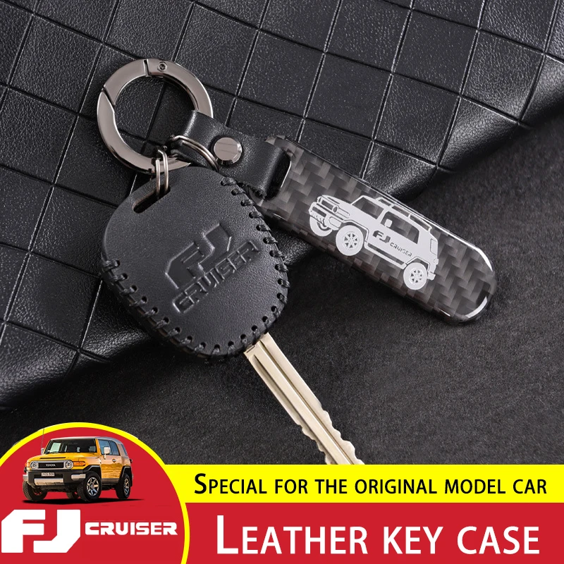 

For Toyota FJ Cruiser Key Case Carbon Fiber Leather Key Protection Shell FJ Cruiser Keychain Interior Modification Accessories