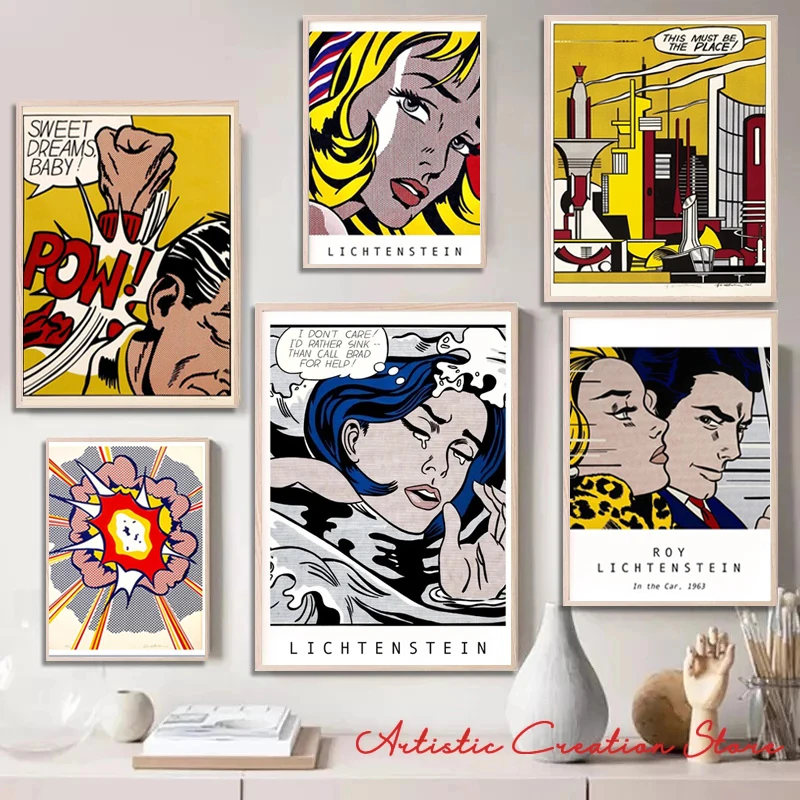 

Roy Lichtenstein Abstract Posters Retro Canvas Painting Picture for Nordic Family Living Room Wall Art Home Decor Gift Cuadros
