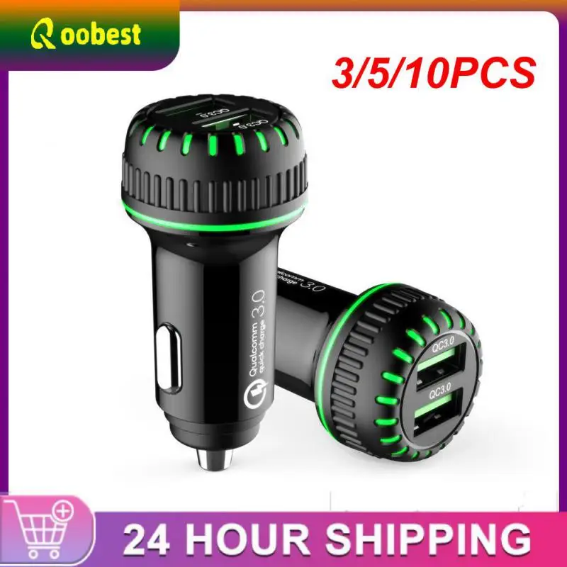 

3/5/10PCS Light And Friendly Design Multifunctional One To Two Car Charger Practical New Car Charging Durable Universal Portable