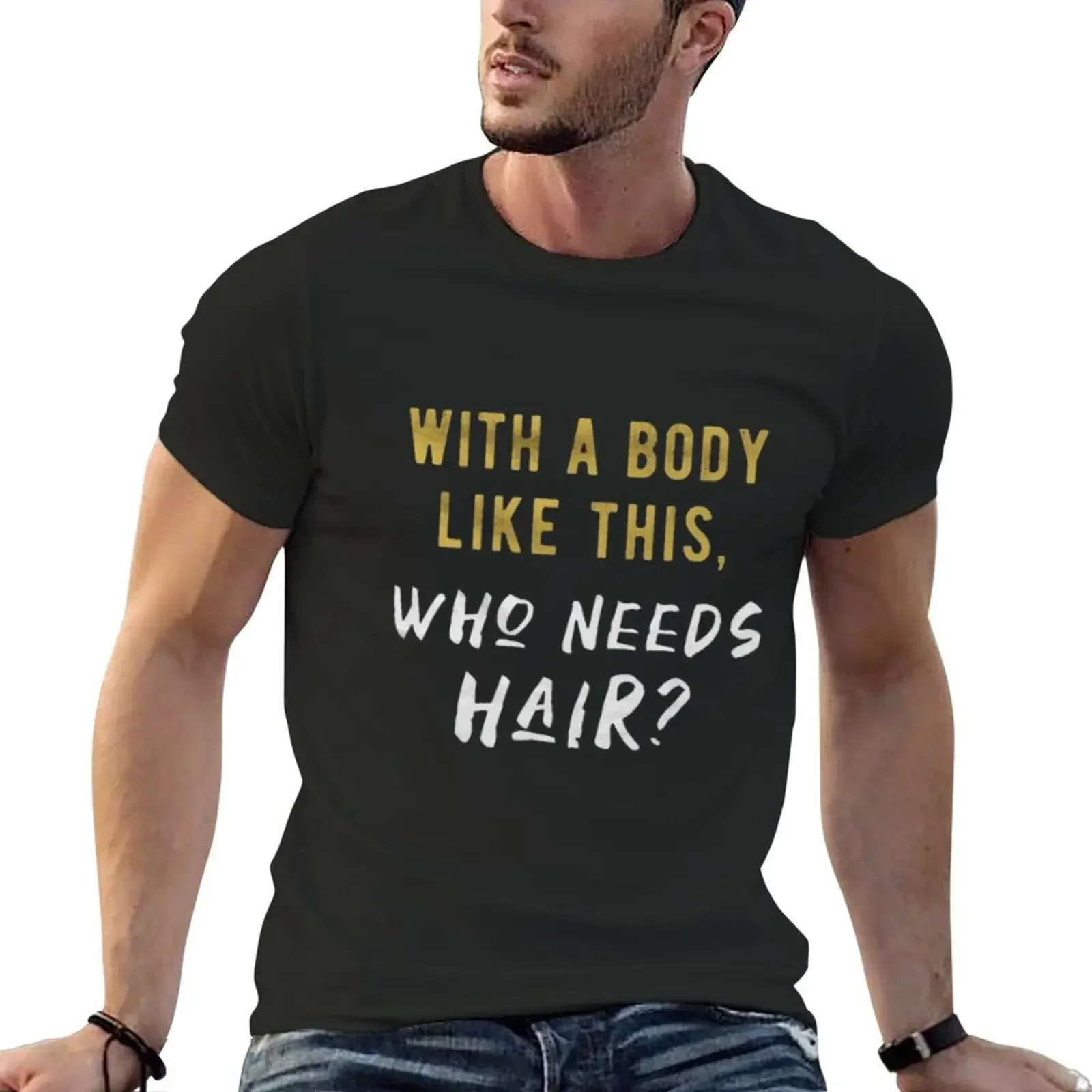 Bald Gift Shirt Man Dad Uncle Grandpa Guy Workout Who Needs Hair T-Shirt Blouse designer t shirt men