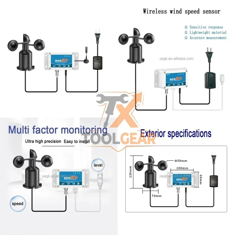 Фото 2026 Горячая новинка* Датчик скорости ветра LORA LORAWAN WIFI 4G GPRS RS485 с выходом данных и сигнализацией для крана №1