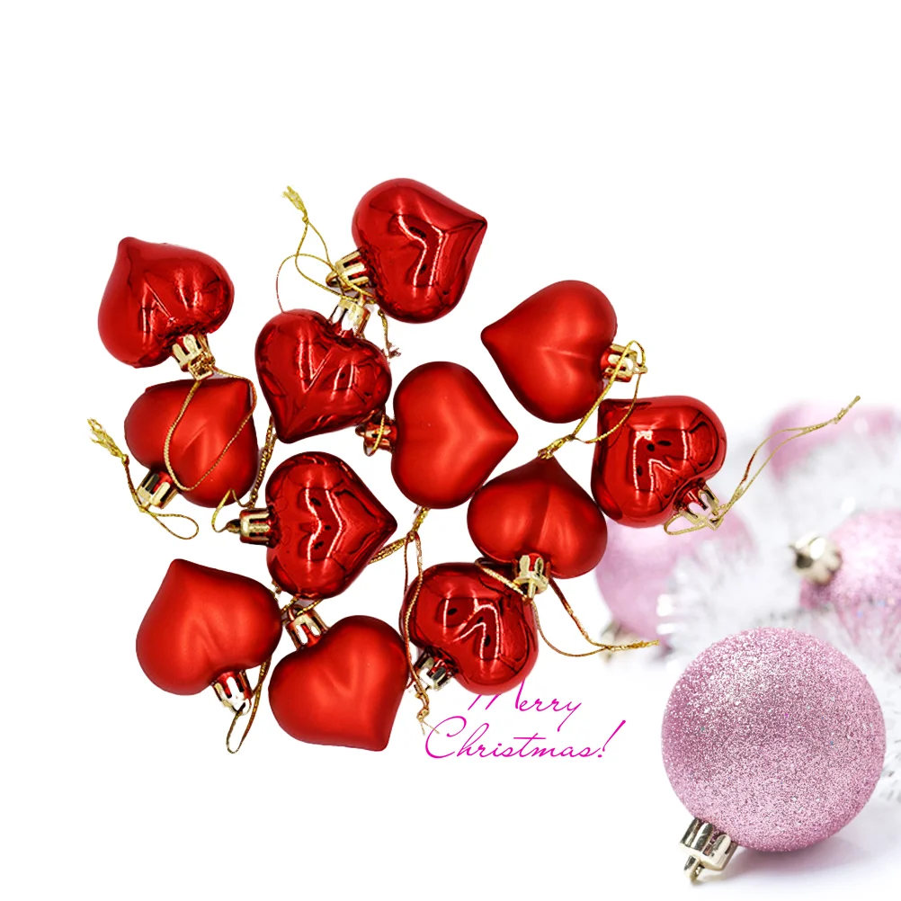 

Christmashanging Ornaments Heart Shaped Tree Decorative Ornament Shape Decorations Day Gifthearshatterproof Redplastic