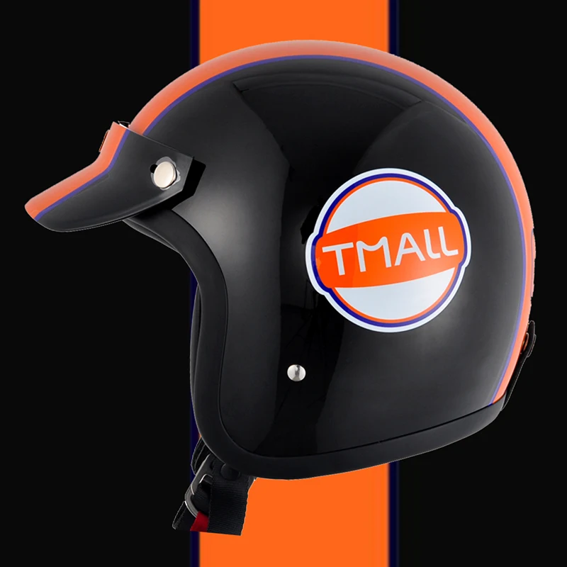 

High Strength Fiberglass Retro Cruising Motorcycle 3/4 Helmet, For Harley Motorcycle Pedal Gulf Oil Prints For Men and Women