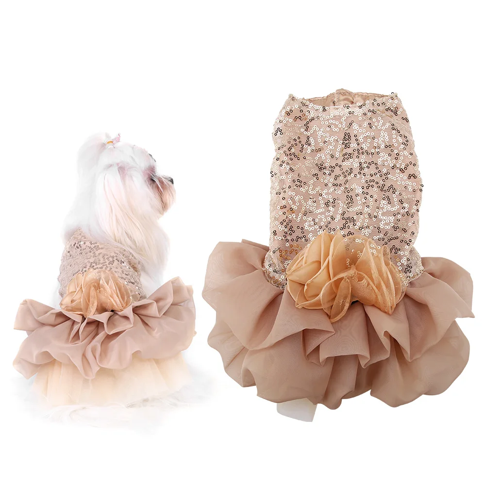 

Summer Pet Cloth Small Dog Dress Puppy Sequined Princess Bubble Skirt Wedding Costume