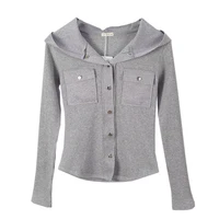 spring and autumn new womens sweater slim long sleeve top t shirt cardigan