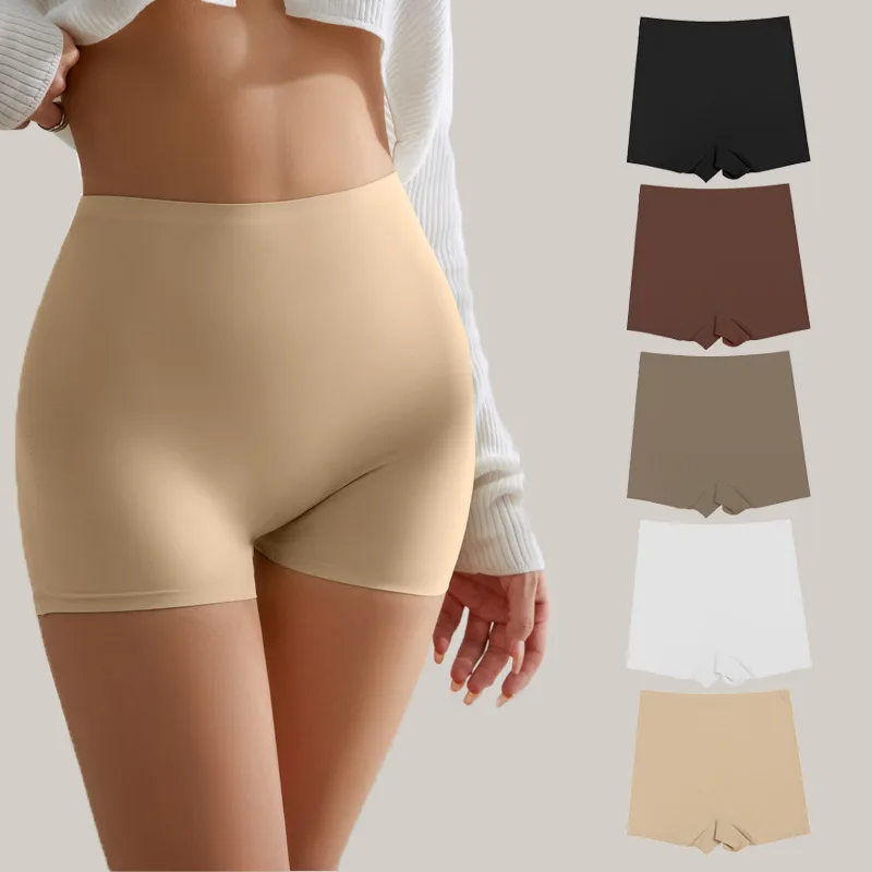 Seamless and non curled pure cotton ice silk safety pants for women's leggings
