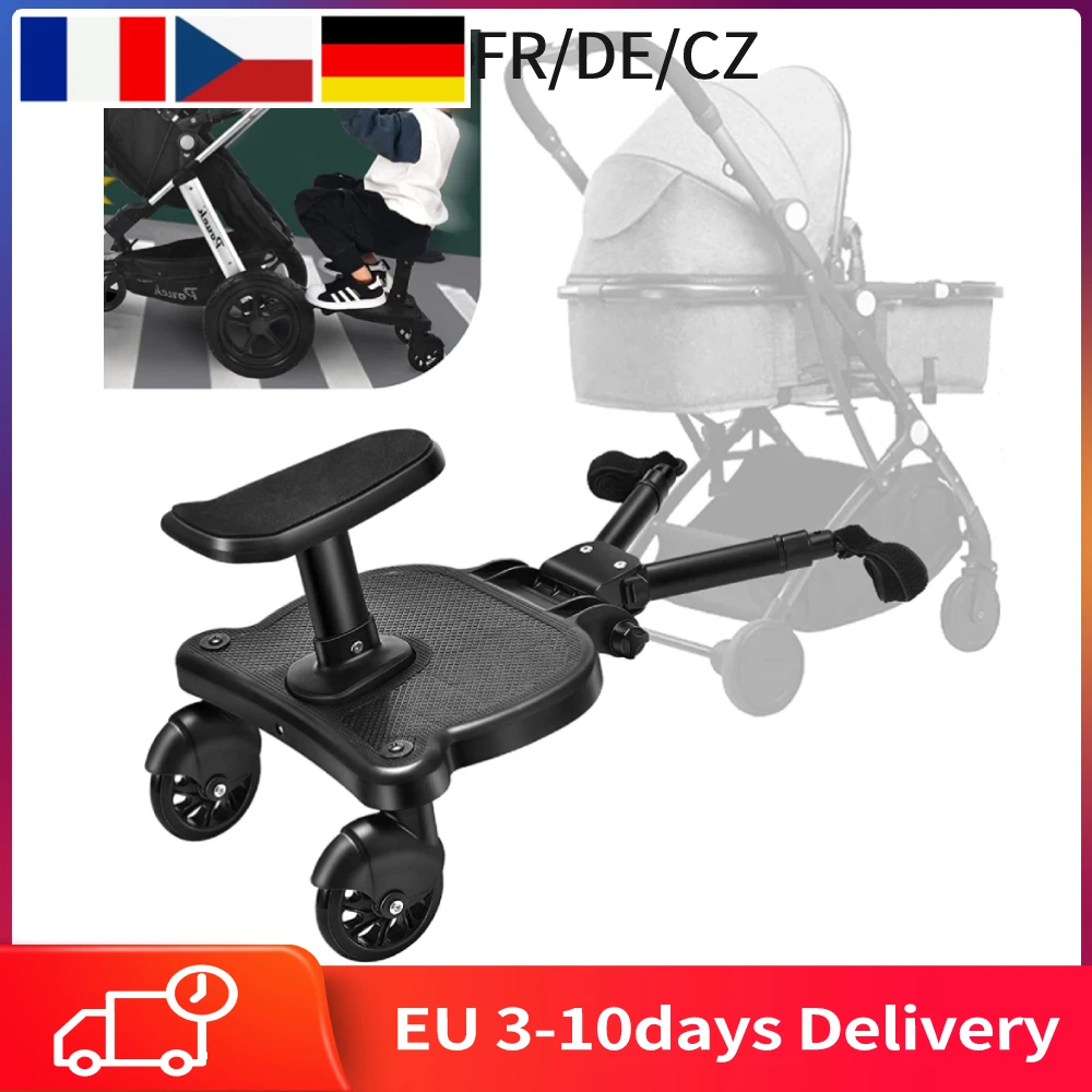 Strollers Step Board, 2 in 1 Universal Adapter Second Child Jogger Footborad with Seat Twins Scooter Baby Pram Hitchhiker Bumper