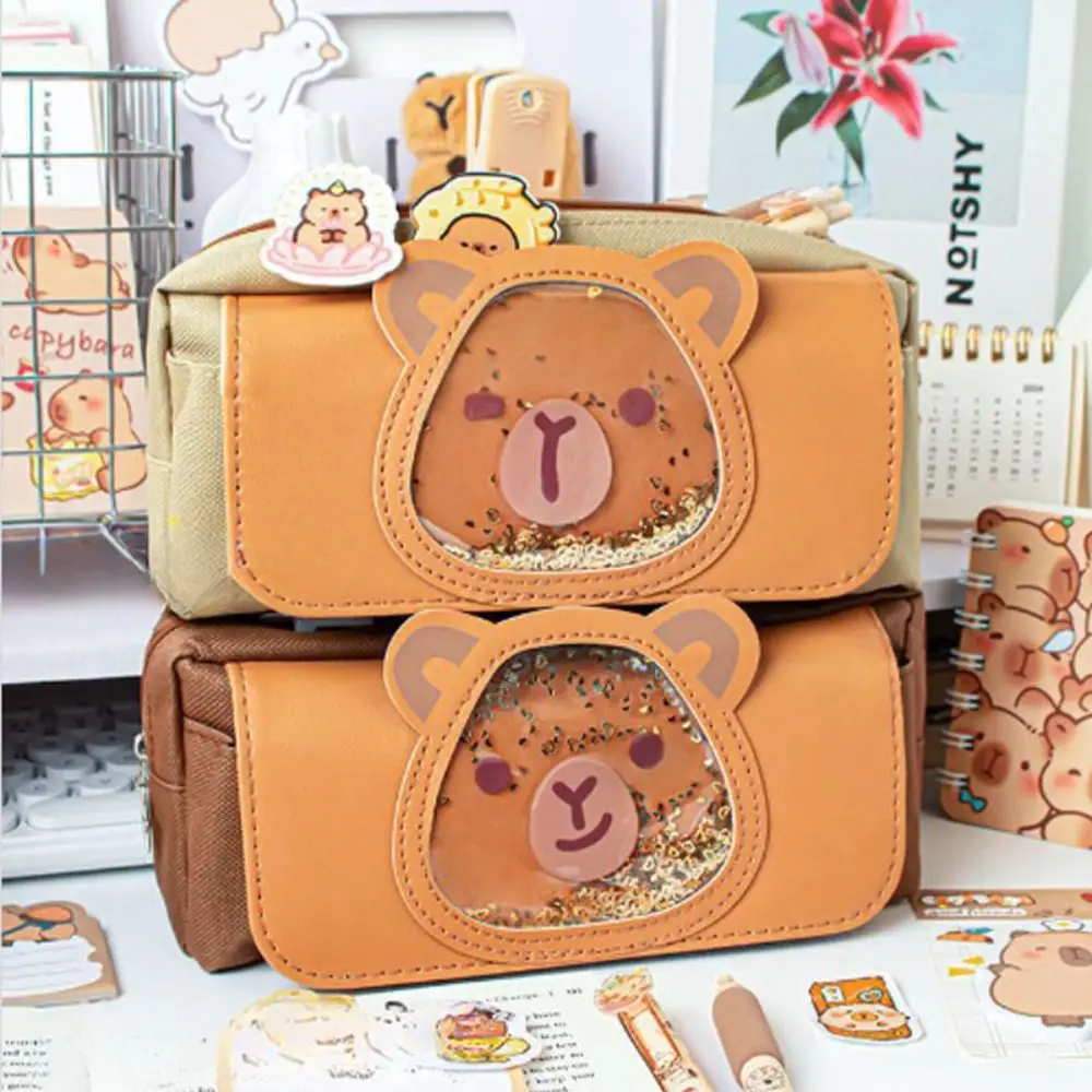 Большая вместительная сумка для ручек Capibara в форме звезды на молнии держатель