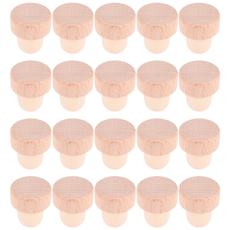 

20 Pieces T Shape Wine Corks Tasting Corks T Shape Wine Corks with Beech Top Wooden Wine Bottle Stopper Stoppers Bottle