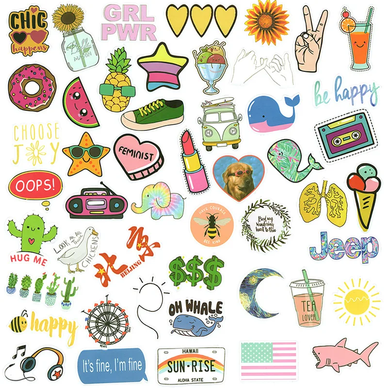 

100pcs Cartoon Stickers Luggage Skateboard Cute Kids Toys DIY Cool Graffiti Sticker Decal Scrapbooking Creative Small Icon New