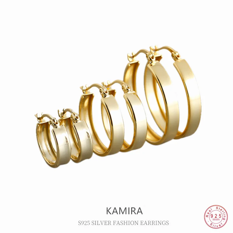 Минималистичные гладкие серьги KAMIRA из стерлингового серебра 925 пробы для женщин