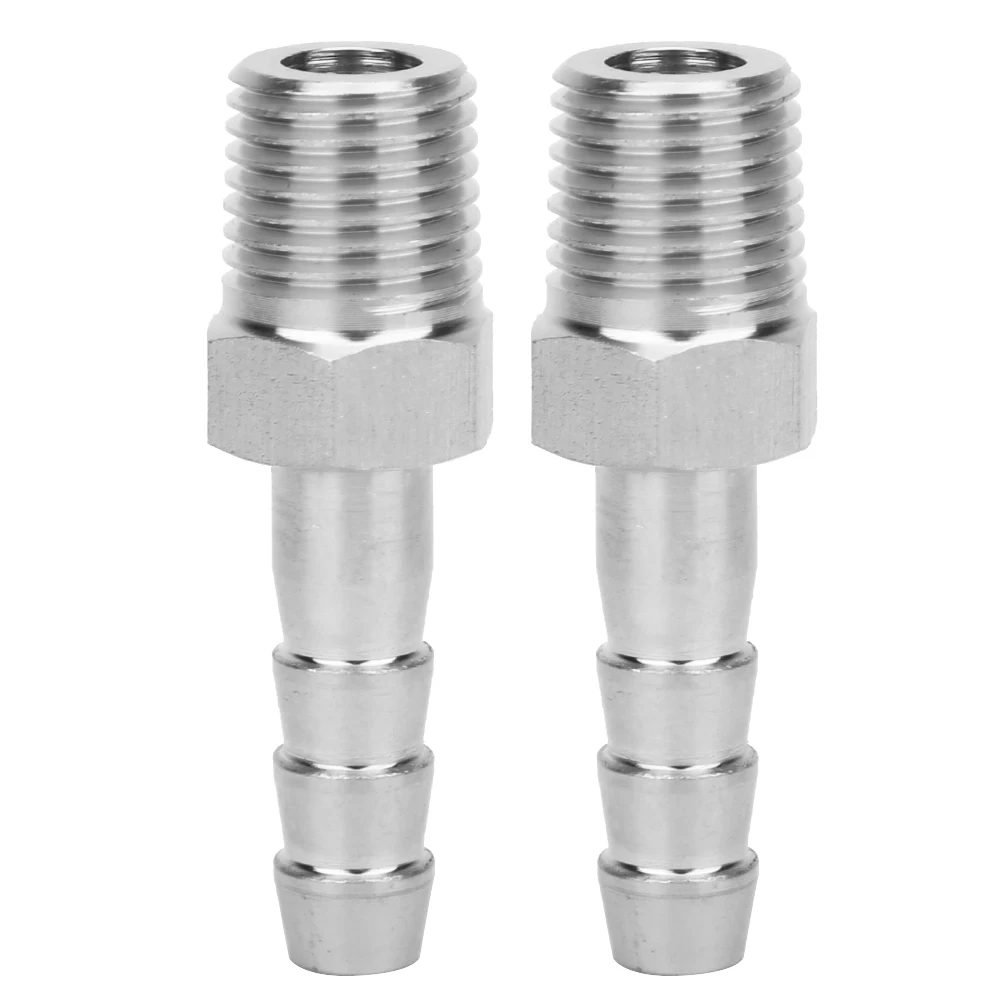 

2PCS 1/4in Stainless Steel BSPT Male Thread Connector + Barb Joint Quick Coupling Connector Pipe Fitting(BSPT1/4-10mm ) Barb