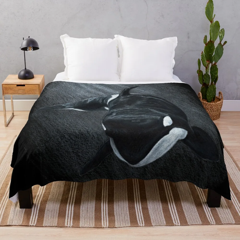 

White Whale - Orca Throw Blanket fleece bkanket