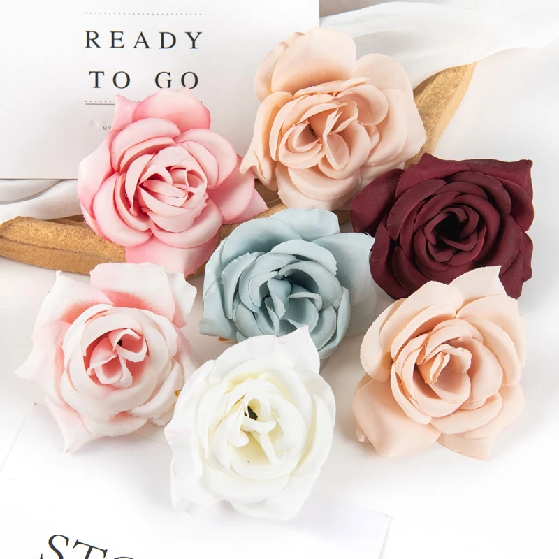 

10PCS Artificial Flowers Wedding Garden Roses Arch Home Decor Accessories Diy Candy Box Bridesmaid Brooch Christmas Garland