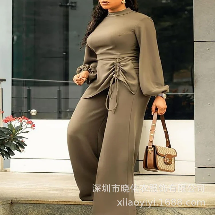 Women's Jumpsuit Autumn Long Sleeve Solid Color Fashionable High Waist Loose Long Fashionable Stitched Women's Slim One-piece