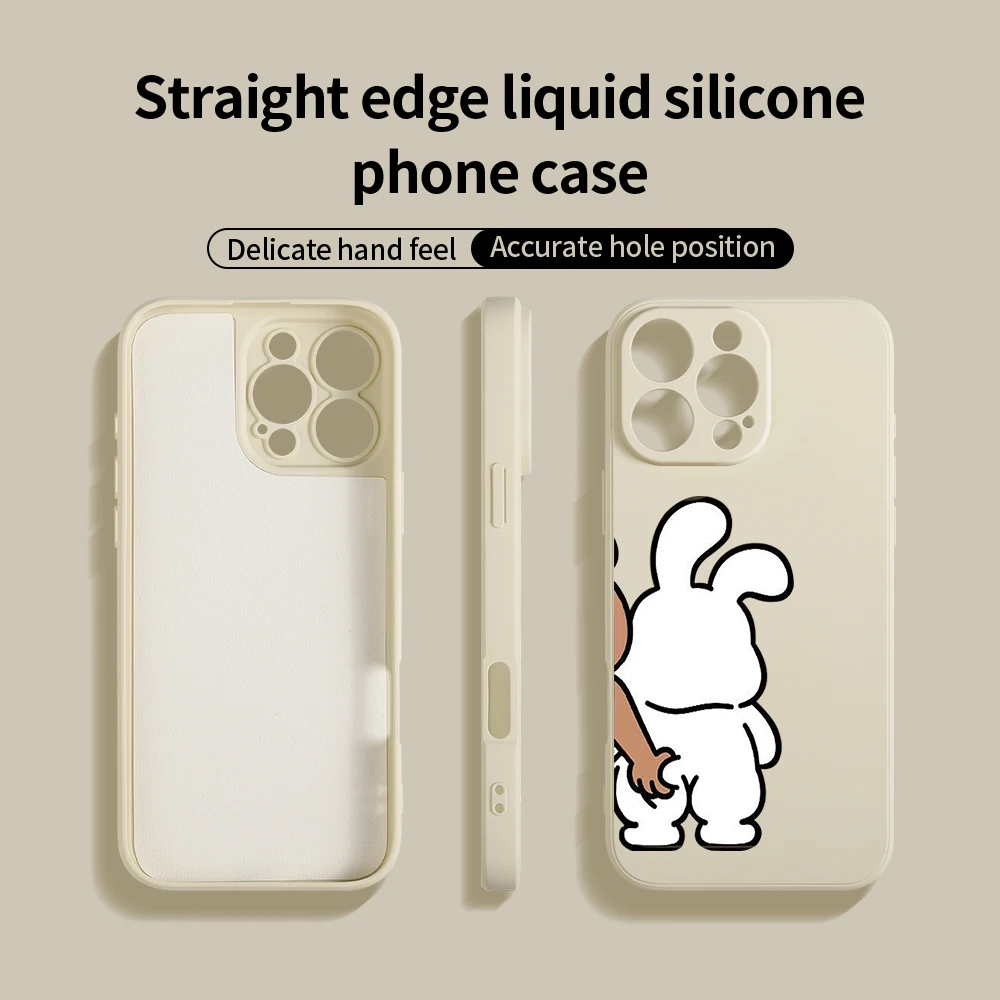 Милый чехол с мультяшным кроликом для iPhone 16E 16 15 14 13 12 11 Pro Max Xr X XS 7 8 Plus Silione Забавные