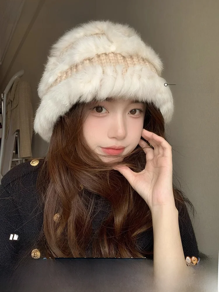 RX Uvcut Официальный аутентичный плюшевый чепчик с кроликом для женщин зимняя