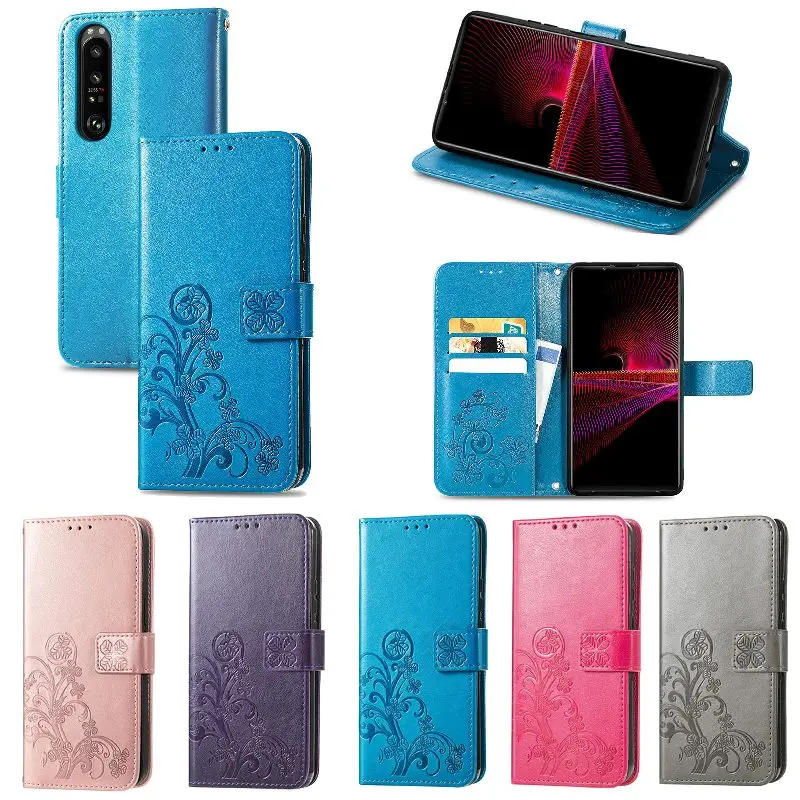 

Card Wallet Embossing Phone Case For Sony Xperia 20 8 5 2 L4 10 II 1 III 5 Ⅳ ACE 3 2 360° Full Protection Magnetic Flip Cover