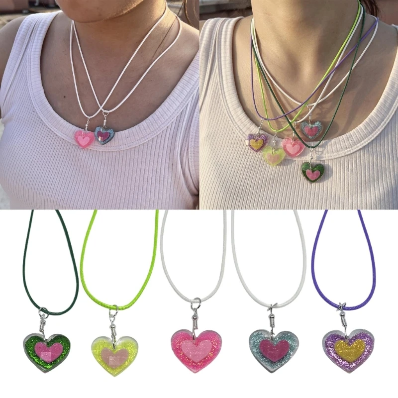 

Heart Pendant Necklace Simple Y2K Heart Necklaces Everyday Jewelry for Women