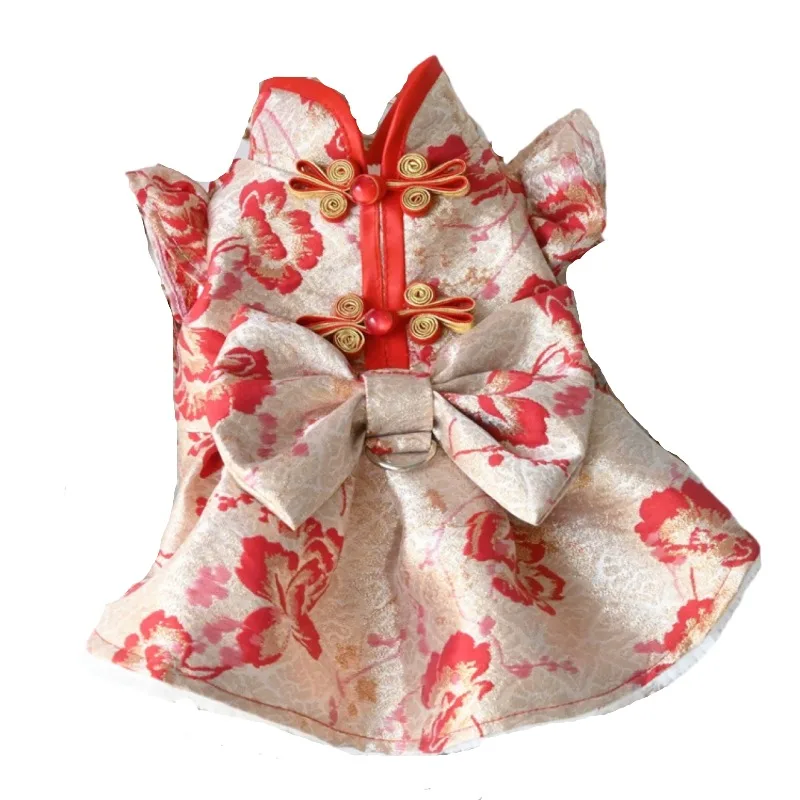 

New Year Dog Clothes Chinese Spring Festival Pet Clothing Dress Cat Puppy Maltese Pomeranian Poodle Bichon Schnauzer Clothing