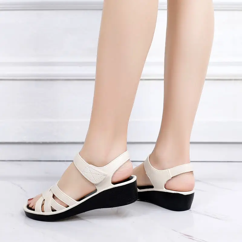 Women Sandals Summer Shoes 3.5cm Heels Sandals for Wedges Casual Fish Mouth Platform Shoes Middle-aged Mother Sandals