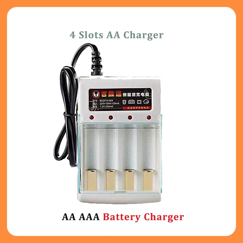 

AAA Charger A A 4 Slot Battery Charger AA/AAA Ni-cd Fast Charge Rechargeable Smart US/EU Plug for 1.2V Battery Charging