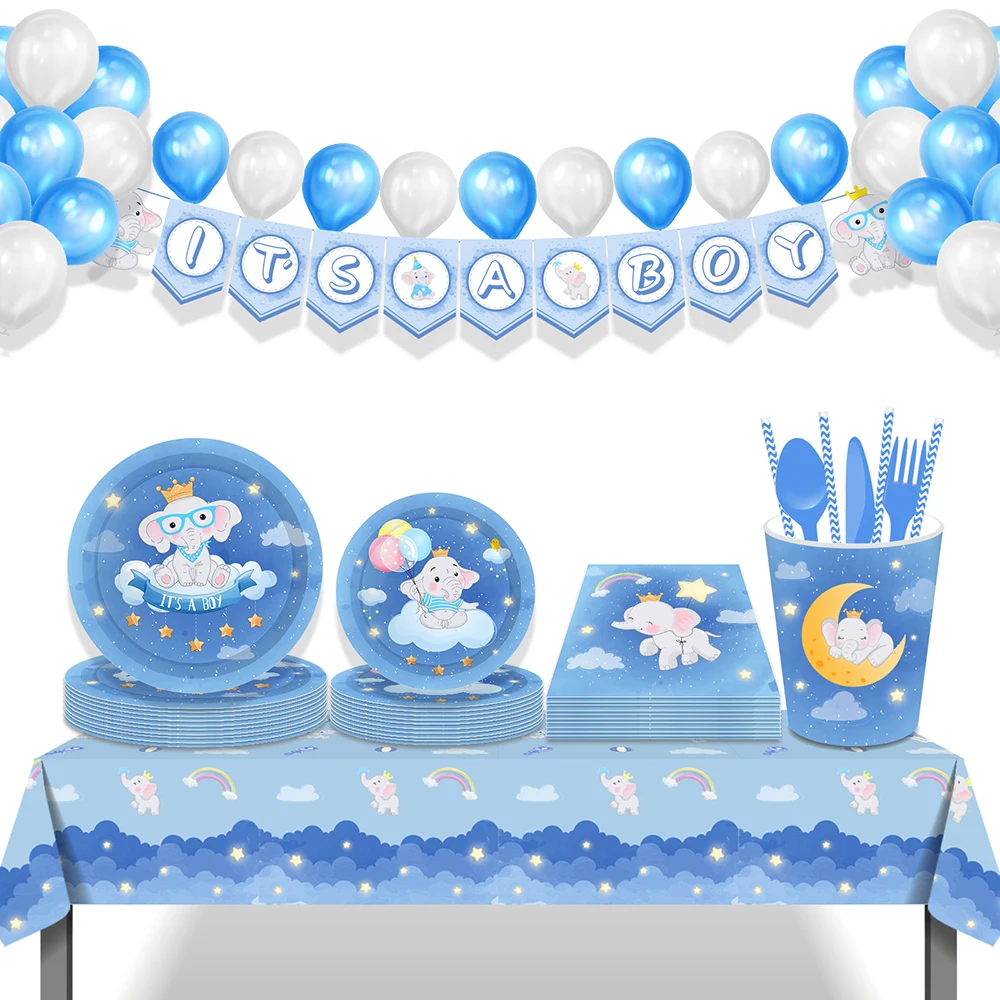 

Elephant Baby Shower Boy Decorations It's A Boy Banner Oh Baby Balloons Cake Stand Gender Reveal Kids Birthday Party Supplies
