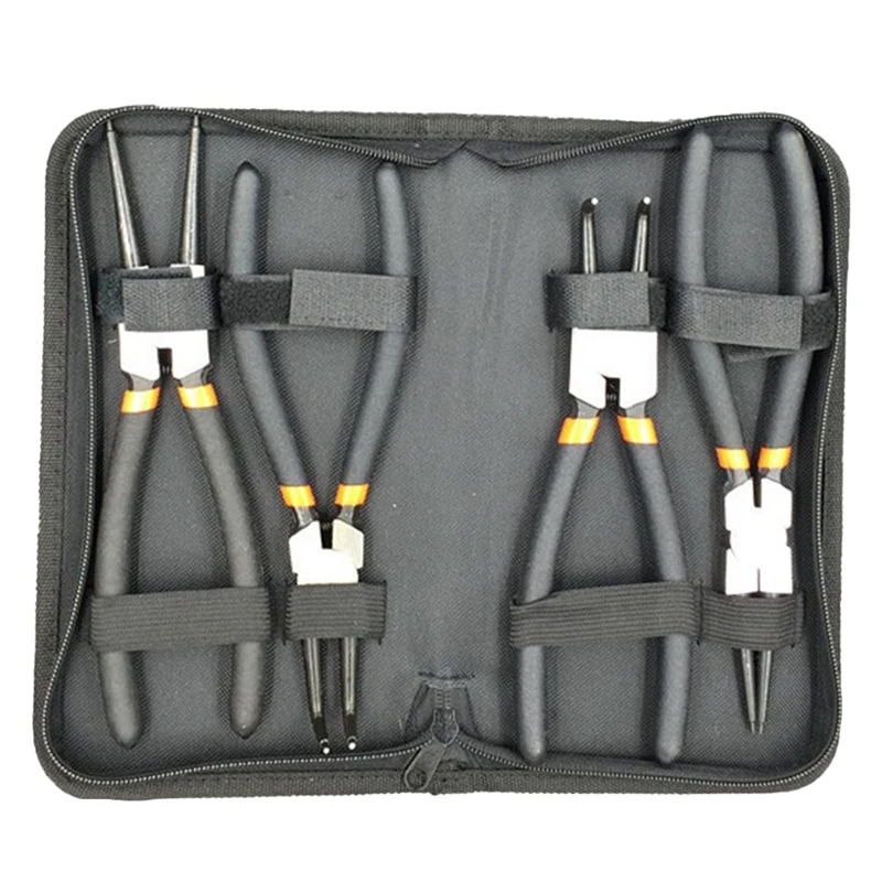 

Circlip Pliers Kit Internal External Ring Remover Installation Tool Straight/Curved Jaw Tip Precision Spring Loaded Tool