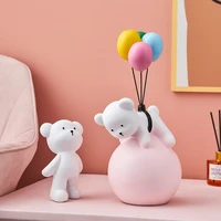 nordic style lovely balloon bear ornament resin animal figurines childrens room decoration kawaii desk accessories kids gift
