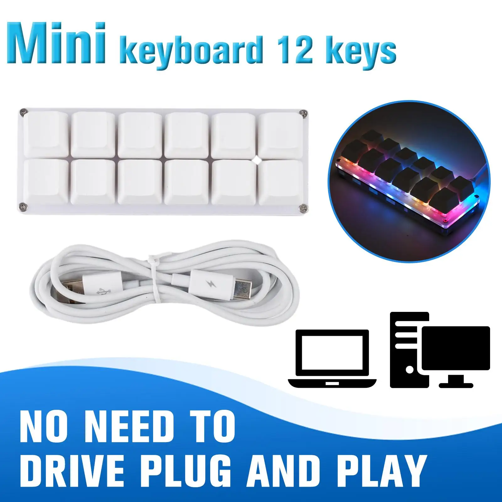 

12 keys OSU Mini Keyboard Macro Keypad RGB DIY Customize Shortcut Keyboard Gaming Keyboard Programmable Mechanical Keyboard