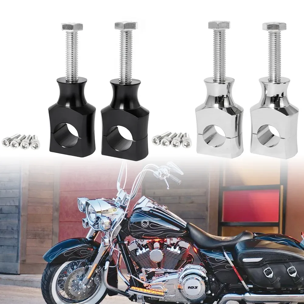 

For Harley /Dyna /Sportster 1 Pair Universal Aluminium Black Motorcycle Handle Bar Mounting Handlebar Risers Clamp 22mm 25mm