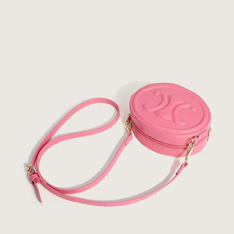 

Маленькая круглая женская сумка, летняя милая сумочка розового цвета с изображением поросенка на переносице, сумка на одно плечо