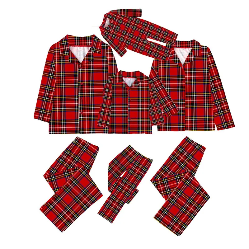 

Christmas Adult Kids Plaid Shirt Pant Home Suit for Family Pajamas Sets Dad Mom Daughter Son Clothes Set Baby Romper