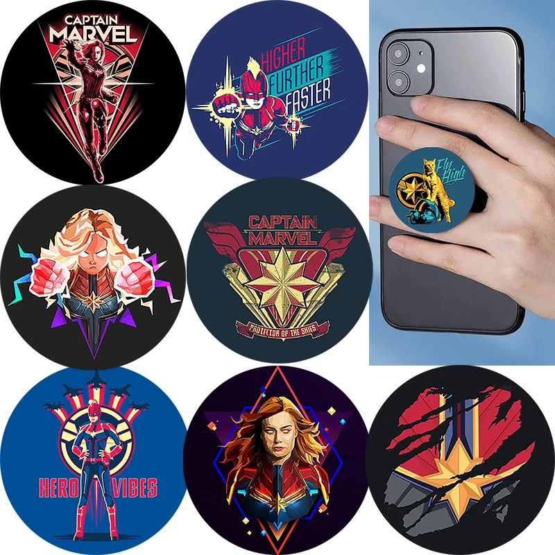 

Captain Marvel popping Phone Socket Folding Phone Holder Stand Phones Grip Mobile Phone Accessories Soporte Movil For iPhone