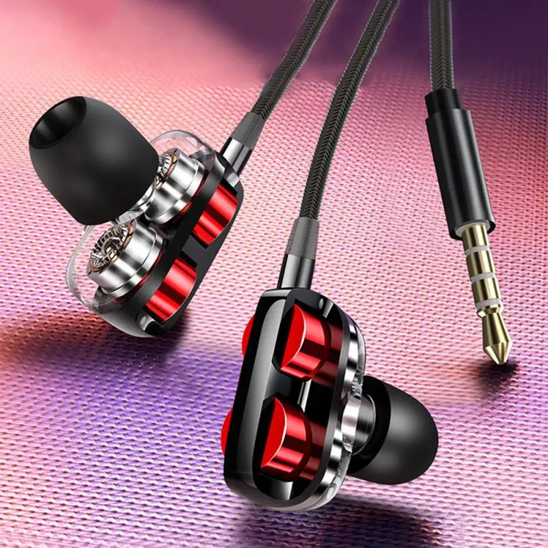 3.5mm In-Ear Wired Earphone Quad Core Bass Headset Tereo Earbuds Headphone With Built-in Microphone For Smartphones