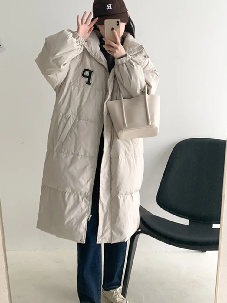 Loose Long Puffer Jacket Women Casual Warm Oversize Parkas Female Korean Loose Long Sleeve Coat Winter Women Clothing 2022