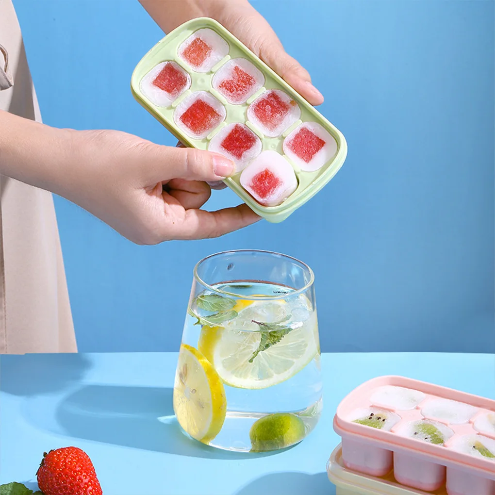 

8 Grids Ice Cube Tray Mold Stackable Manual Freezer Icing Mould with Lid Leak-proof Beverage Freezing Maker ice cube maker