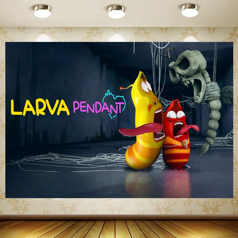 Детский фон для фотосъемки с изображением лиственницы забавного червя