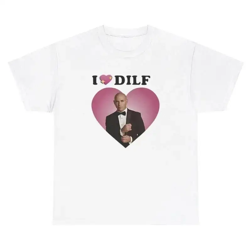 Фото Футболка I Love Heart DILF с пародией на поп-певца, забавный мем Y2K №1