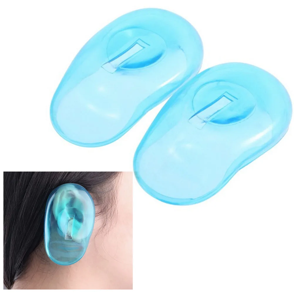 

2pcs Earmuffs Salon Hair Dye Transparent Blue Silicone Ear Cover Shield Barber Shop Anti Staining Earmuffs Protect Ears from Dye