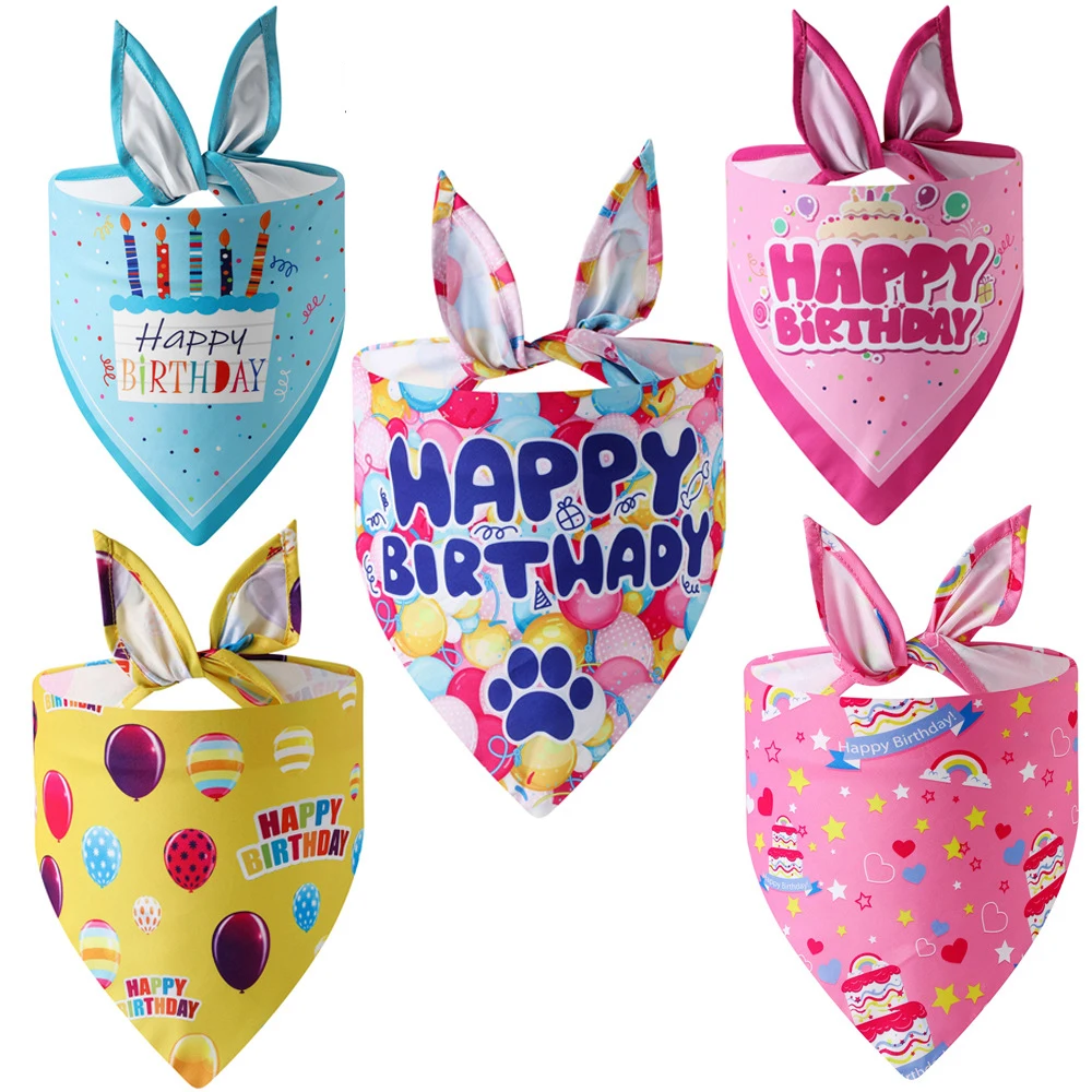 

Pet Birthday Party Bib Cute Cats Scarf Birthday Dress Up Cat Dog Bibs Birthday Costume Pets Accessories Decoration Supplies 2023