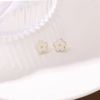 s925 silver needle south korea ins wind contracted flower mini compact girl light luxury small fresh ear stud earrings female