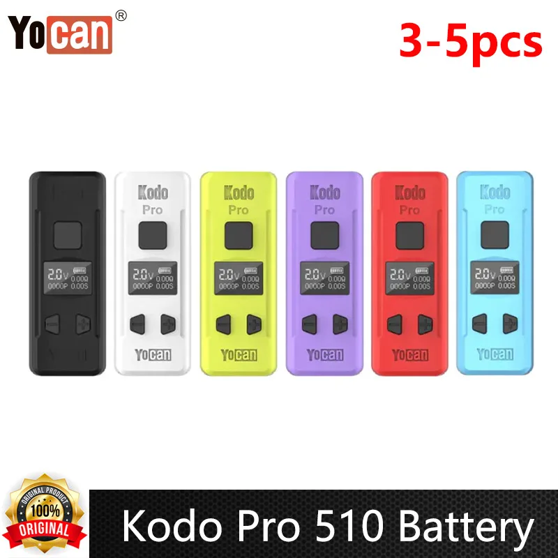 

3-5pcs Original Yocan Kodo Pro 510 Battery Vape Pen 400mAh 510 Thread 10s Preheat OLED Screen Mini Size Electronic Cigarette
