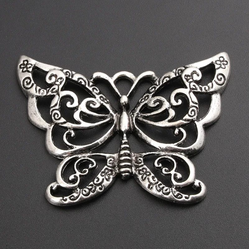 

Подвеска-бабочка в виде цветка, серебристого цвета, 60,5x46 мм, 4 шт.