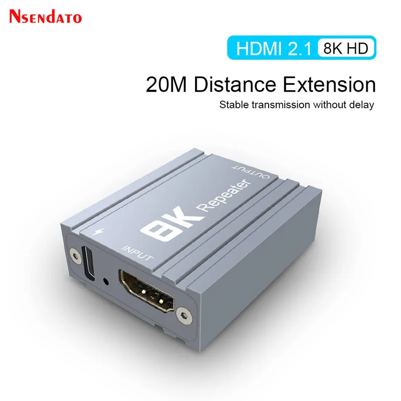 Фото 20-метровый видеоразветвитель-повторитель HDMI 2.1 8K, усилитель видеосигнала HDMI 1080P@60HZ 4K, адаптер-удлинитель с поддержкой HDCP2.3 для ТВ №1